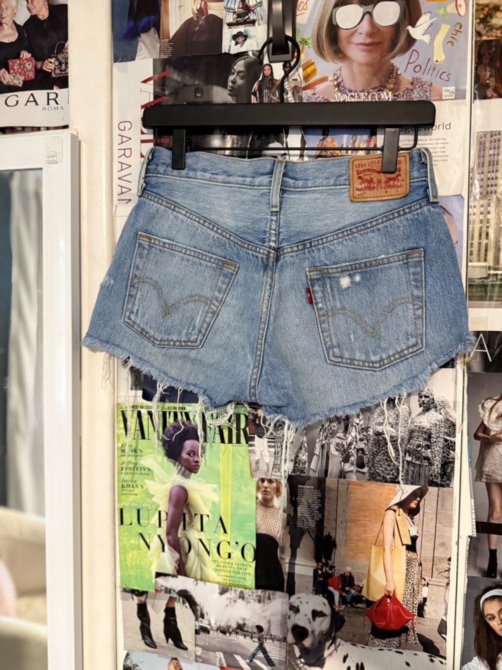 Levi's Light Blue High-Waist Distressed Denim Shorts - Picture 2 of 2